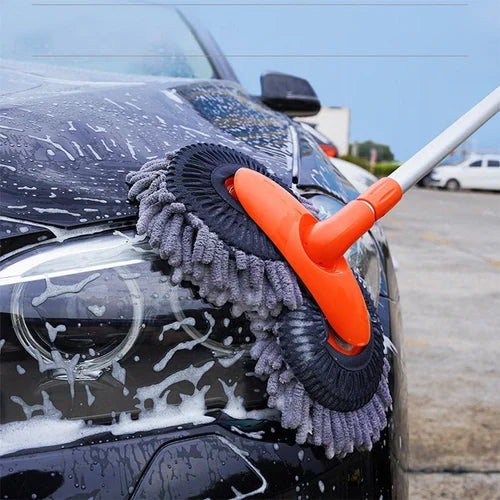 Retractable double-layer car wash brush