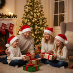 Knitted Christmas Beanie with Pompom for Adults and Kids