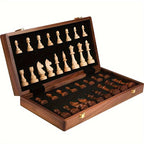 Wooden Chess Set – Tournament Grade Folding Board with Handcrafted Pieces