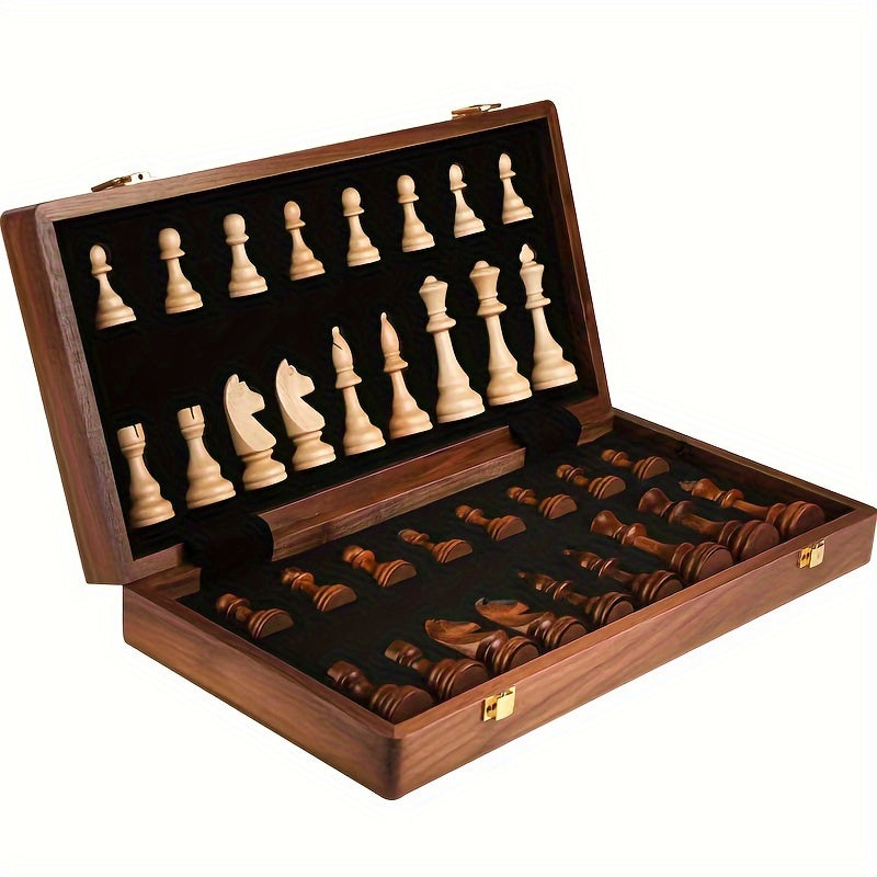 Wooden Chess Set – Tournament Grade Folding Board with Handcrafted Pieces