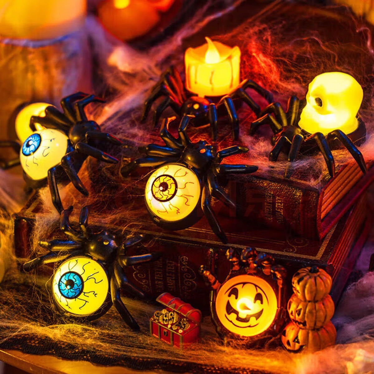 Halloween Decoration – Spiderback Ornament with Candle and Eyeball Designs