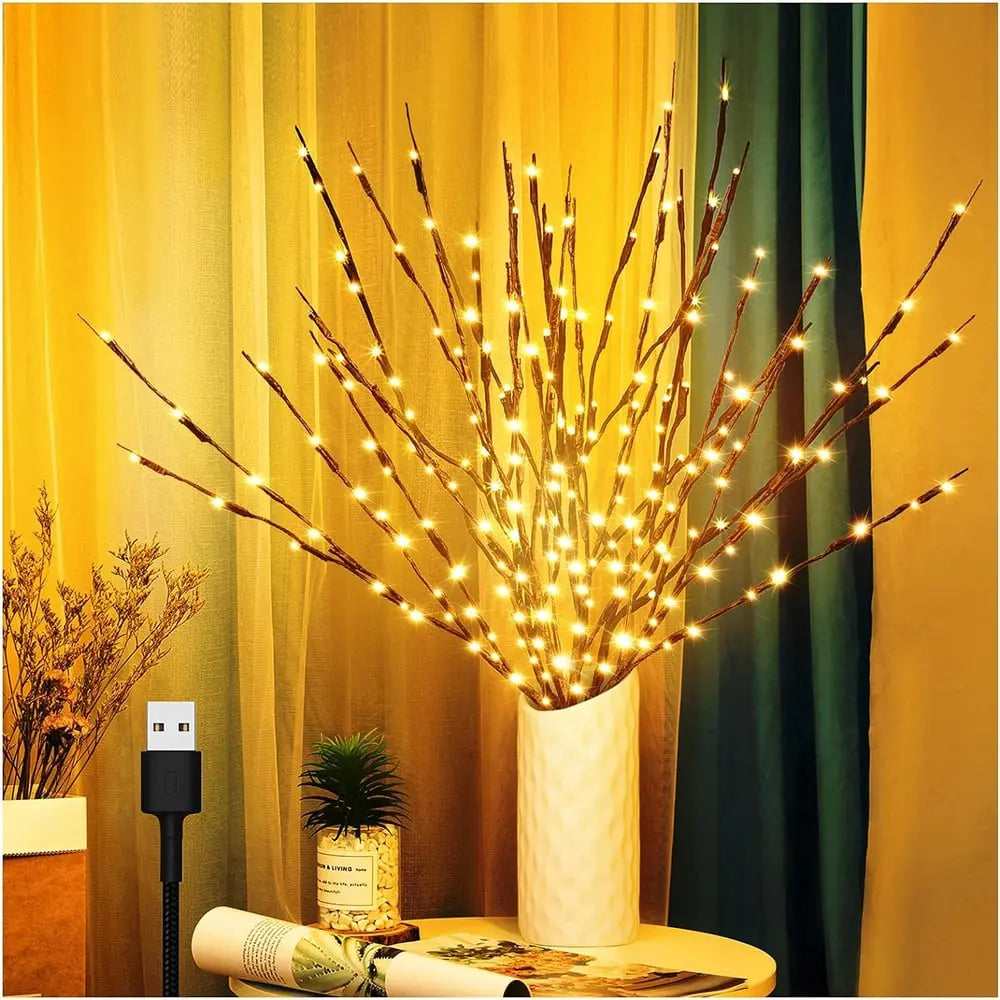 Battery-operated adjustable LED branch decoration string lights