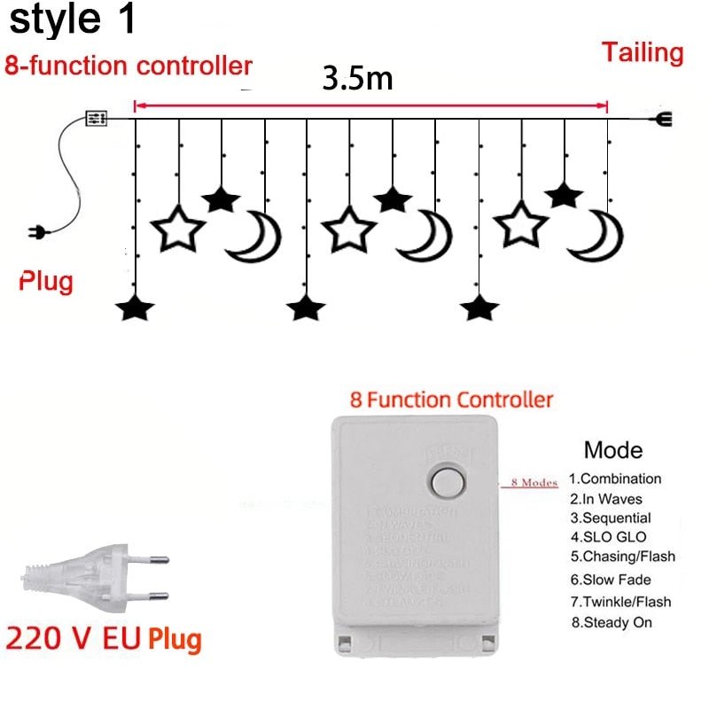 Fairy light string with heart-shaped design
