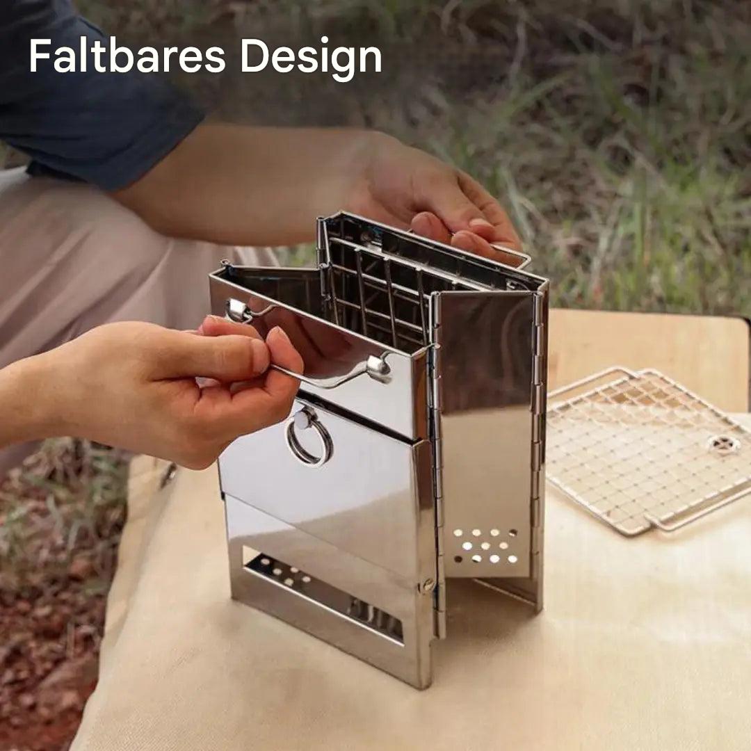 FirePower Compact – Foldable Stainless Steel Wood Stove for Outdoor Activities