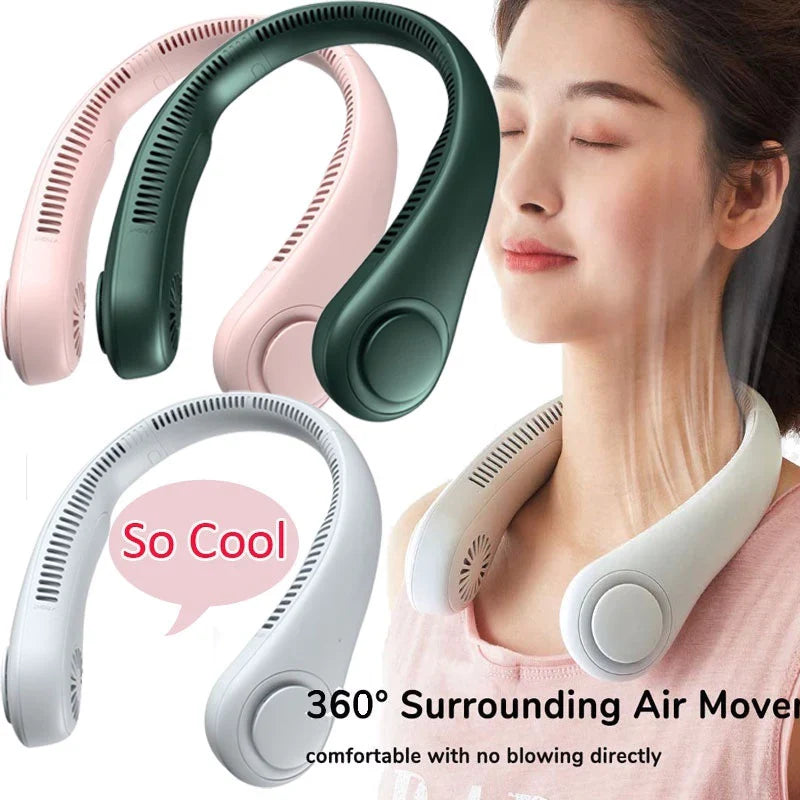 Bladeless Neck- Fan, 360° Cool-ing Necklace Fan 3 Speeds Hanging Neck- Fan