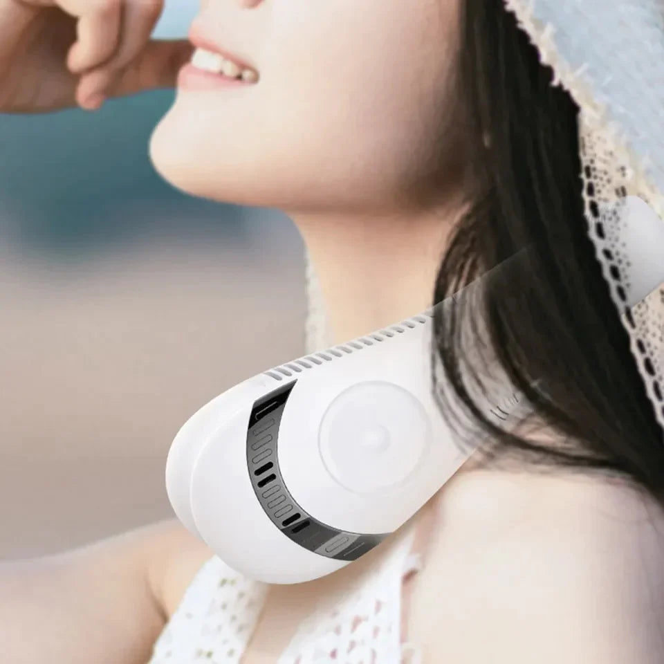 Bladeless Neck- Fan, 360° Cool-ing Necklace Fan 3 Speeds Hanging Neck- Fan