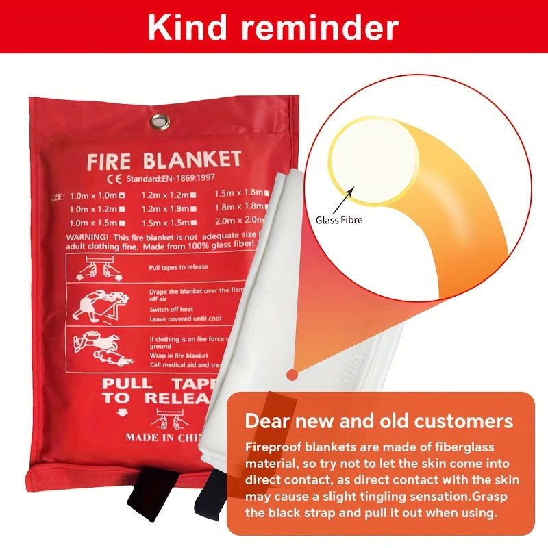 Fireproof fiberglass fire blanket – Compact safety blanket for home, kitchen, and car