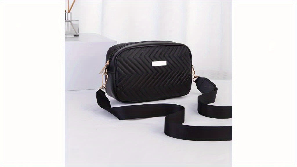 NoirGlitz Padded PU Messenger Bag – Black Elegant Shoulder Bag with Sequins and Removable Strap