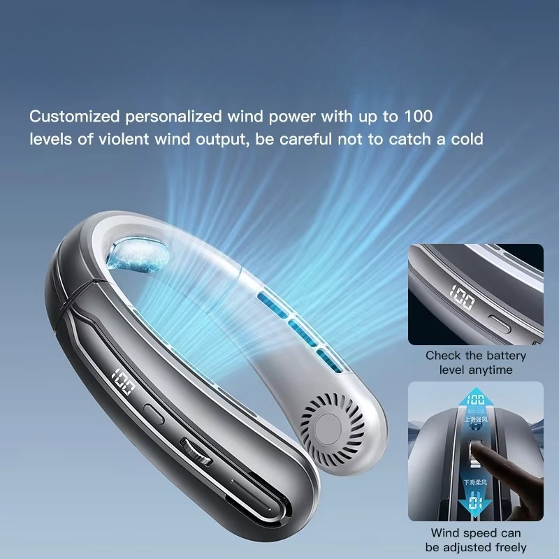 Portable Neck Air Conditioner Cooling Fan Rechargeable Leafless Personal Wearable
