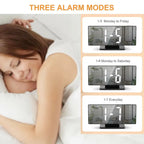 180° Adjustable LED Projection Alarm Clock – Snooze, 12/24H Time & Temperature Display, Mirror Design – USB Powered, Night Mode & Memory Function
