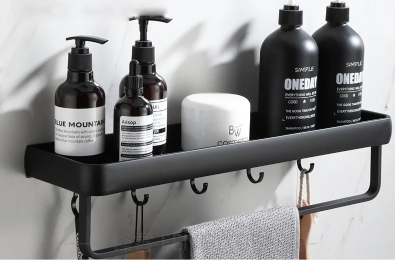 ALUMAX – Black Aluminum Corner Shelf without Drilling