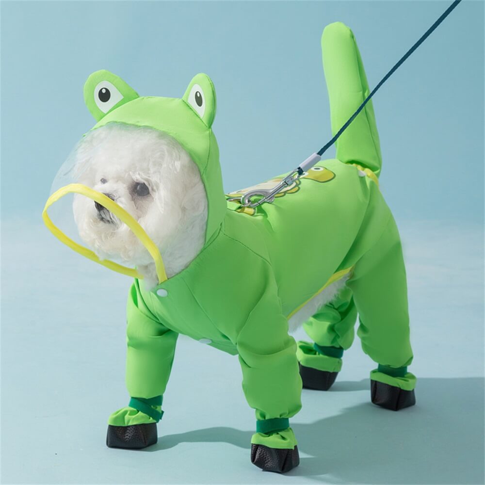 Dog Animal Shaped Overall Raincoat Waterproof Cover Including Tail