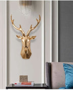 3D Geometric Deer Head Wall Decor Modern Resin