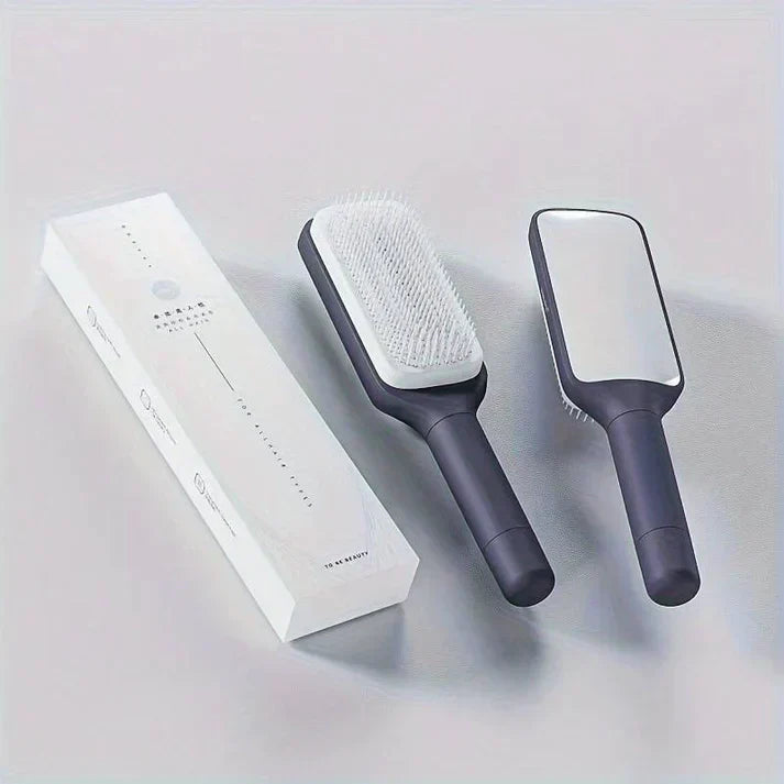LuxéTress 4-in-1 Self-Cleaning Hairbrush | Innovative hairbrush with self-cleaning technology for effortlessly smooth and shiny hair