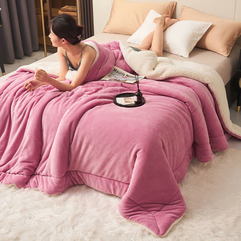 Solid thick double-sided velvet cube blanket