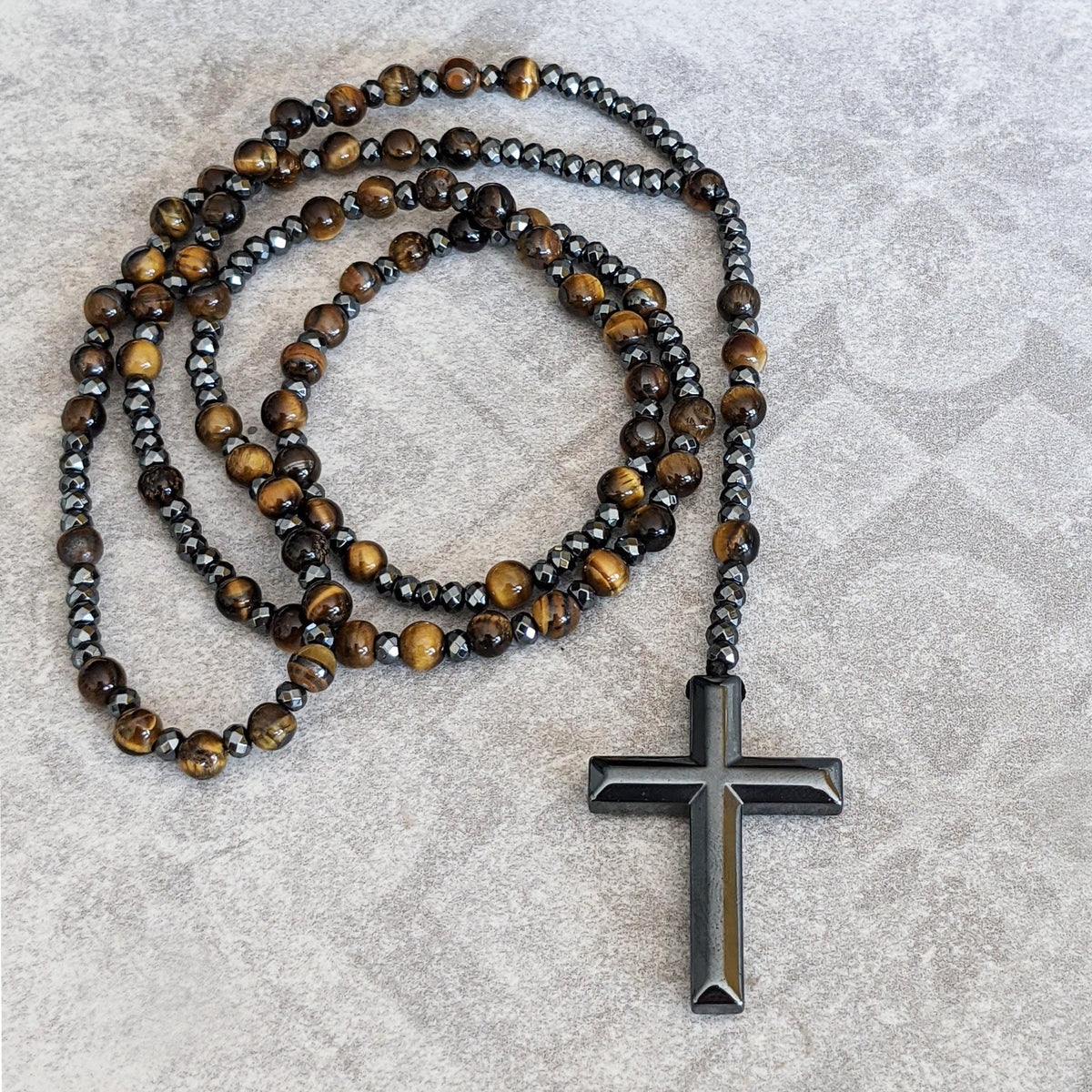 Orion Spiritual Necklace with Tiger Eye & Lapis Lazuli – Men's Rosary