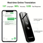 Portable Two-Way Language Translator with Built-In Wi-Fi and Rechargeable USB Battery - Compact Travel Device for Effortless Communication
