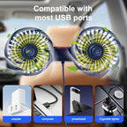 Double Fan AirTrek Duo | 360° rotatable | Ultra-quiet & Compact | USB Car Fan with 5 Blades