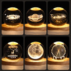 LED Night Light Galaxy Crystal Ball Table Lamp 3D Planet Moon Lamp Bedroom Home Decor For Kids Party Children's Birthday Gifts