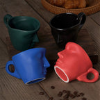 Metal Touching Face Creative Ceramic Kiss Coffee Cup, Artistic Vibe Mug & Saucer Set