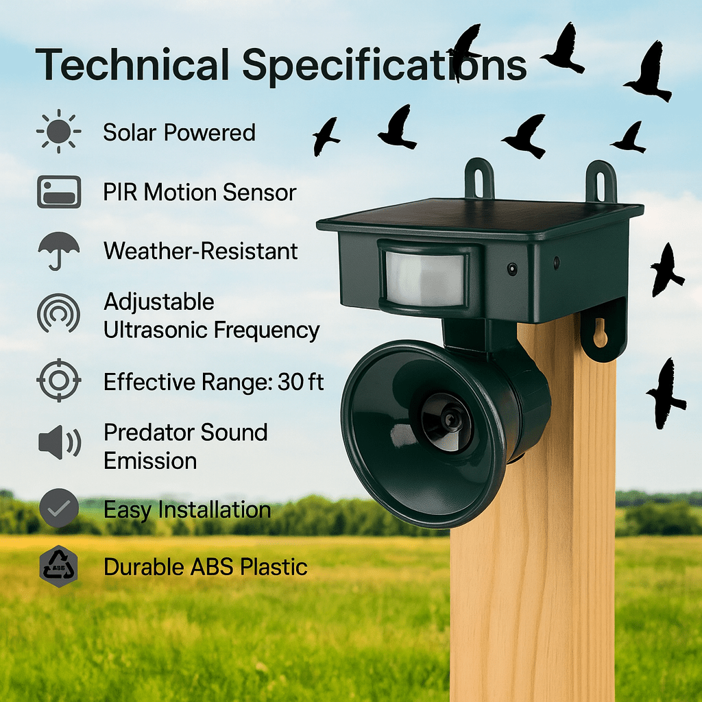 FEATHERBLOCK – Motion-Activated Bird Repeller for Quiet & Clean Outdoor Spaces