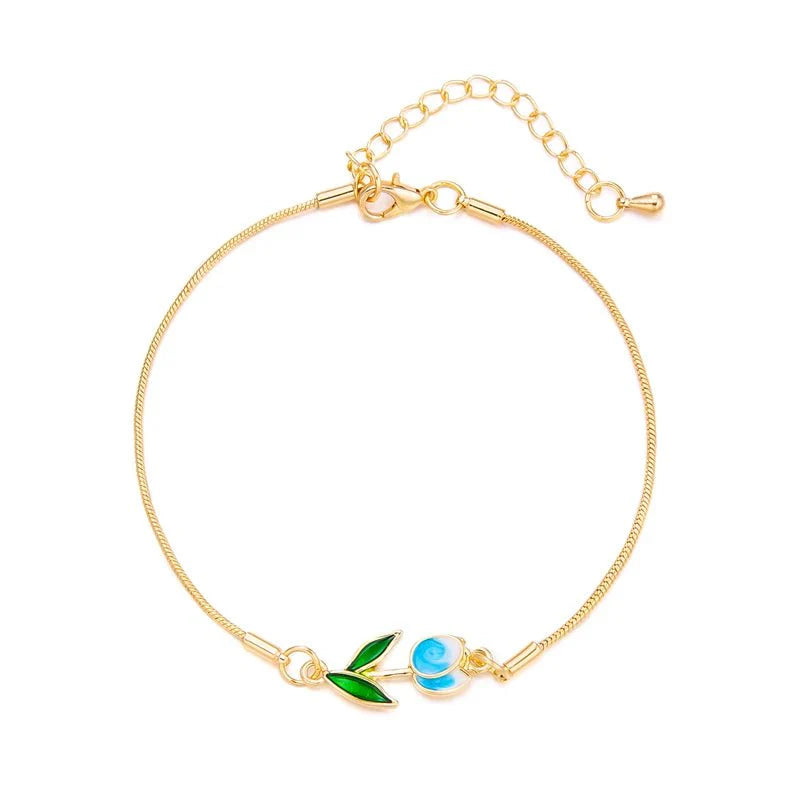 Feminine Floral Tulip Bracelet and Necklace Set