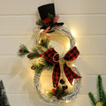 Christmas Wreath Rustic Snowman LED Decoration