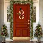 Christmas Wreath Rustic Snowman LED Decoration