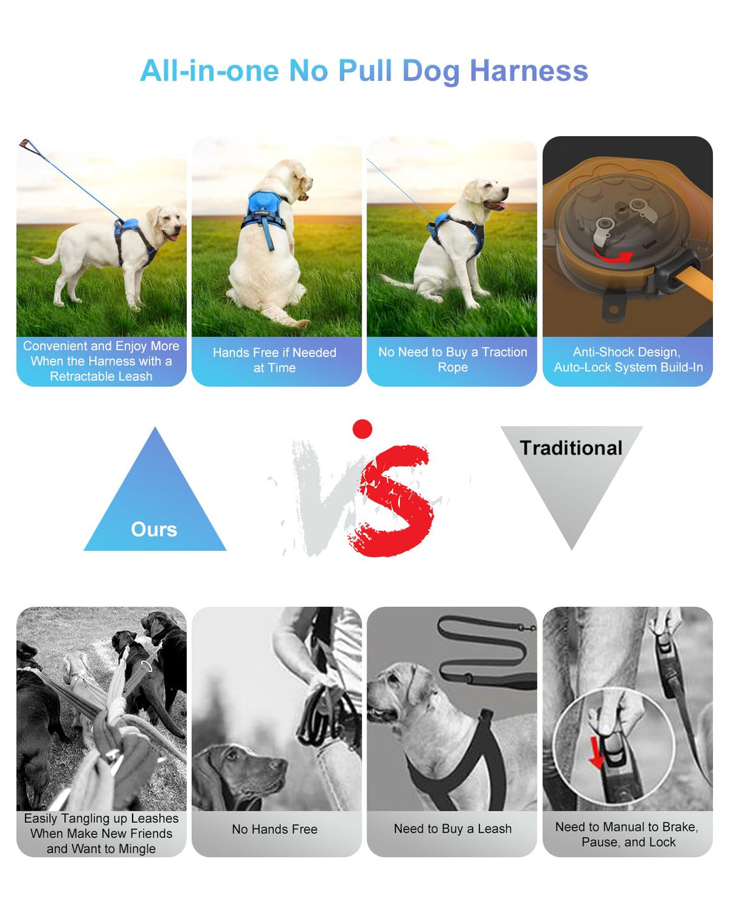 mamymarket™ - Dog Harness and Retractable Leash Set All-in-One