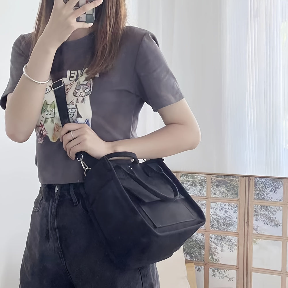 UrbanEase Canvas Slingbag – White Shoulder Bag with Magnetic Closure and Adjustable Strap