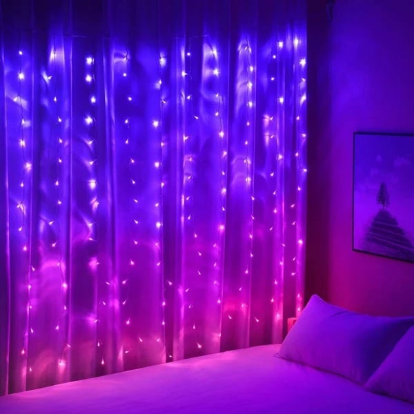 LED Rainbow Curtain Lights — Color Changing Waterproof Decoration