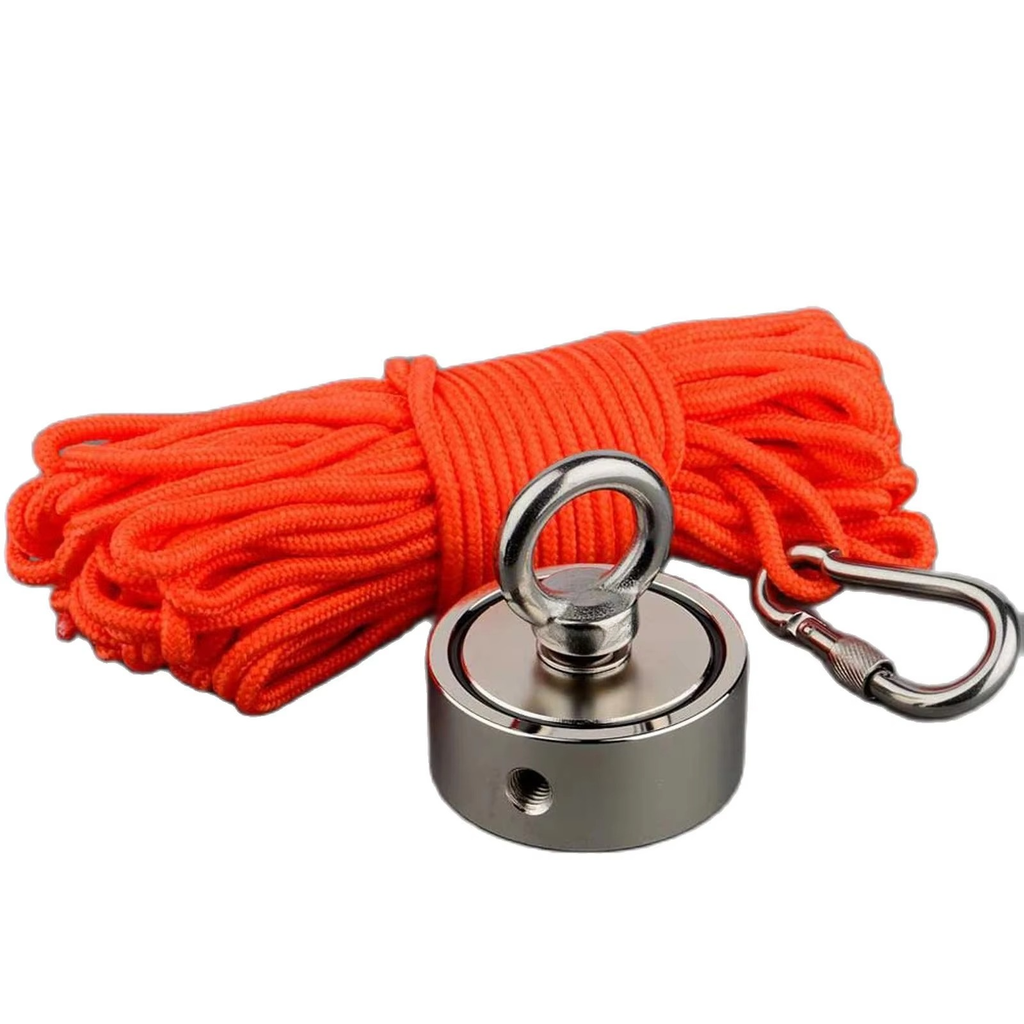 Dual Strength Fishing Magnet Kit - N52 Neodymium 80/120KG Force with 10m Rope