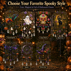 Halloween Crystal Wind Chime – Colorful Acrylic Hanging Garden Decoration