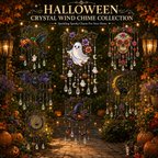Halloween Crystal Wind Chime – Colorful Acrylic Hanging Garden Decoration