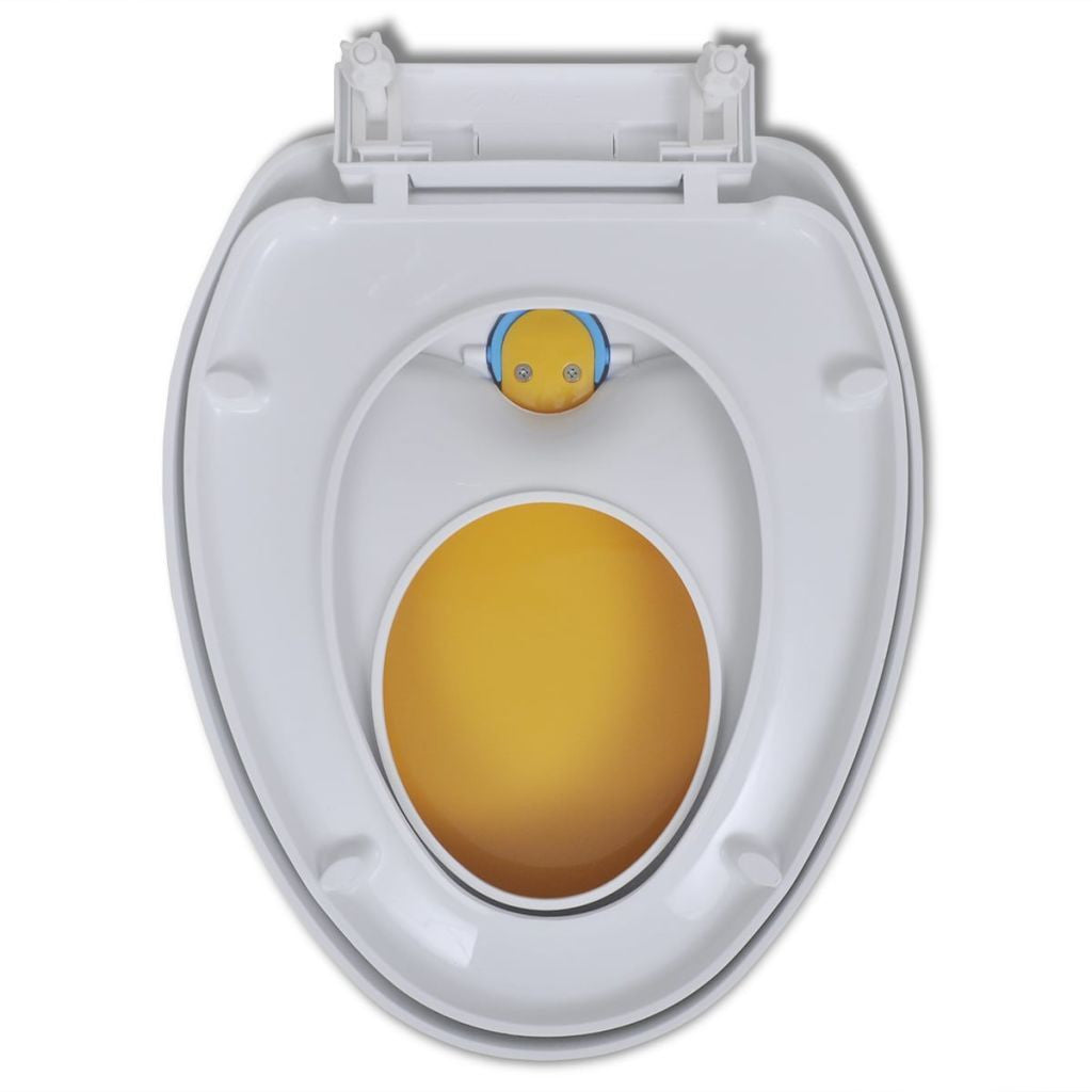 White & Yellow Soft Close Toilet Seat for Adults/Children