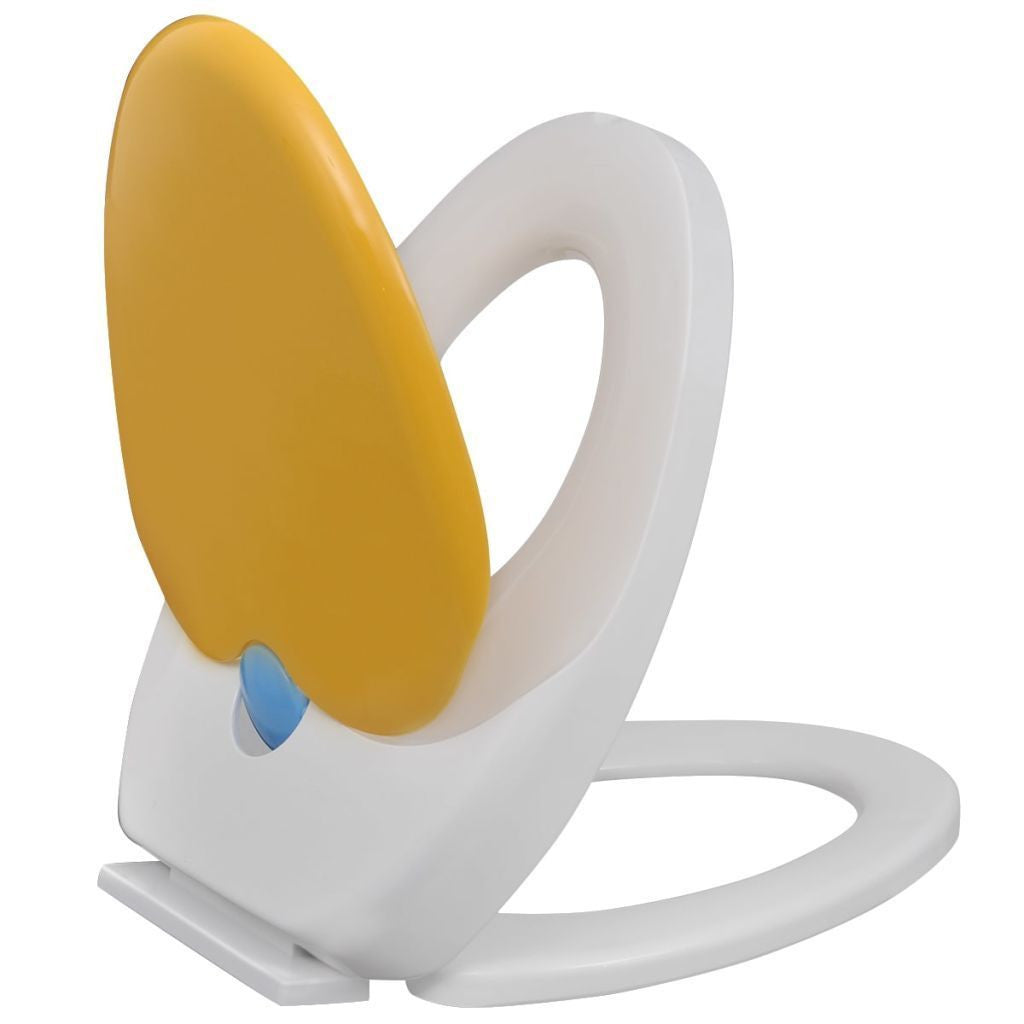 White & Yellow Soft Close Toilet Seat for Adults/Children