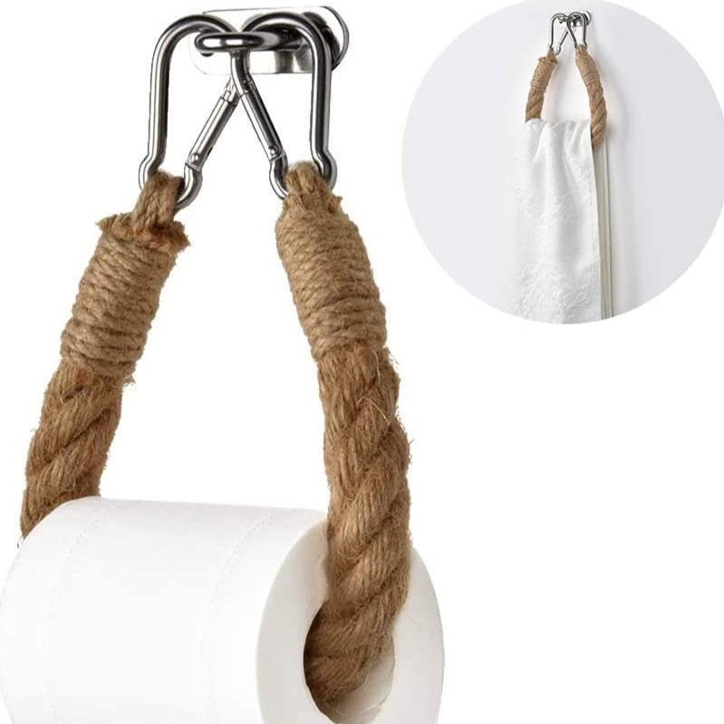 Wall-mounted rope toilet paper holder
