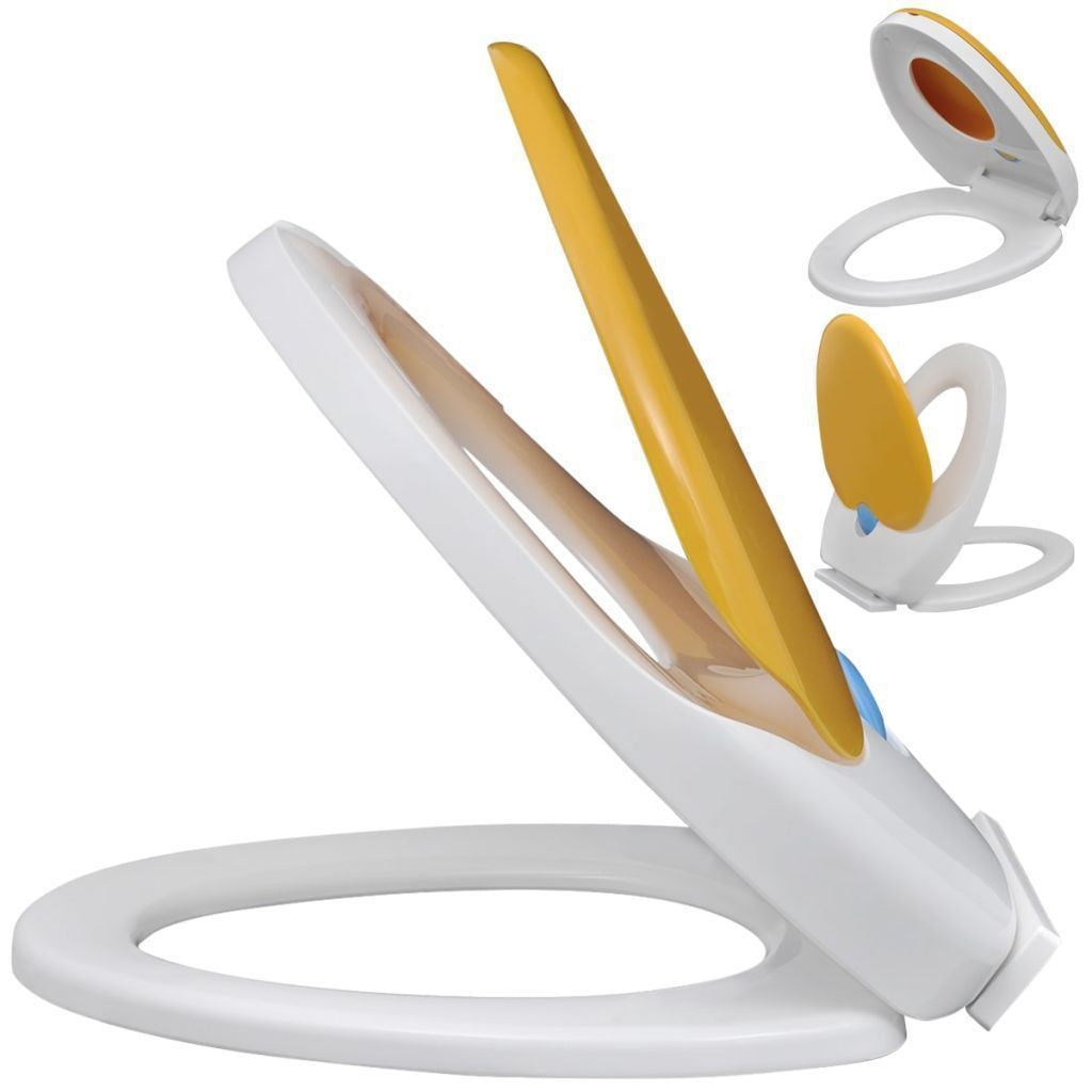 White & Yellow Soft Close Toilet Seat for Adults/Children