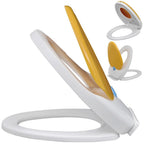 White & Yellow Soft Close Toilet Seat for Adults/Children