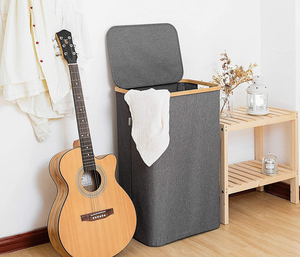 High Bamboo Laundry Basket