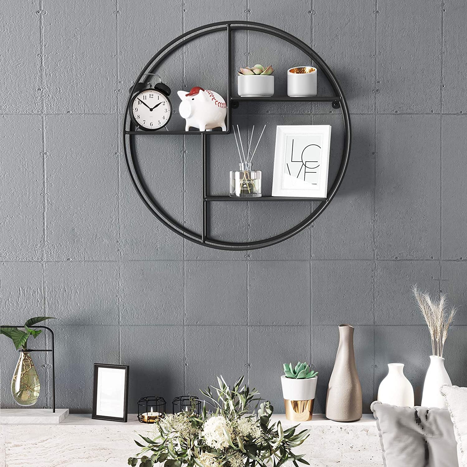 Floating Round Metal Wall Shelf