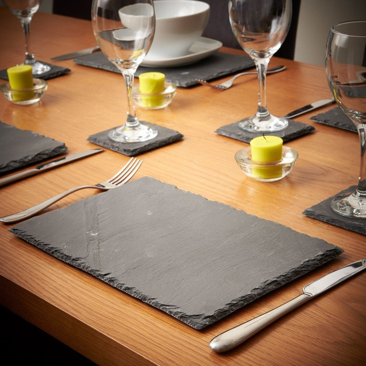 8-piece set of natural slate coasters and coasters