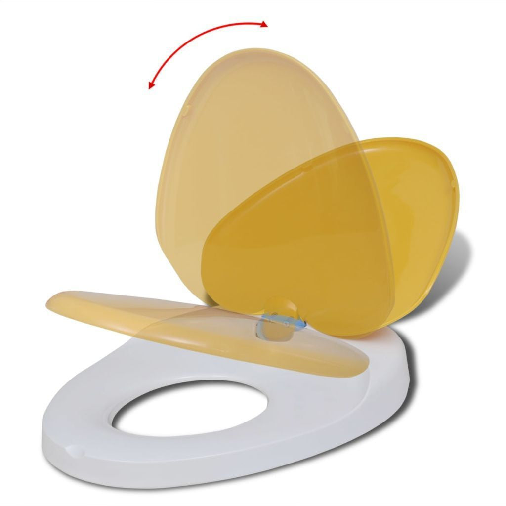 White & Yellow Soft Close Toilet Seat for Adults/Children