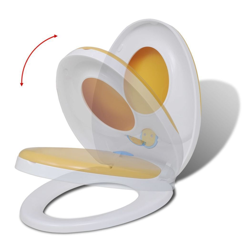 White & Yellow Soft Close Toilet Seat for Adults/Children