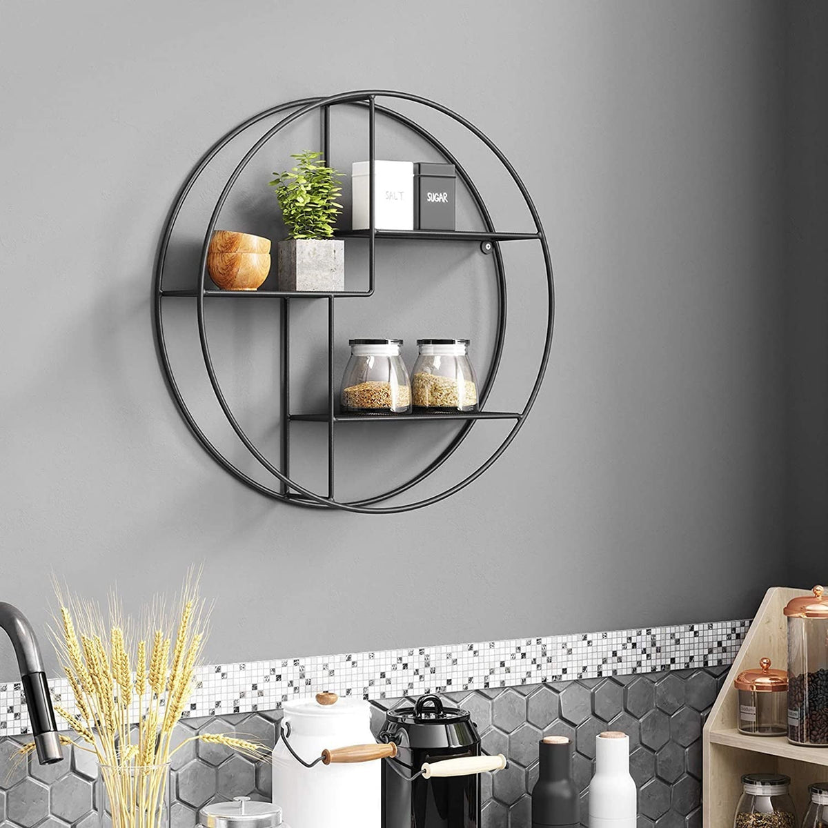 Floating Round Metal Wall Shelf