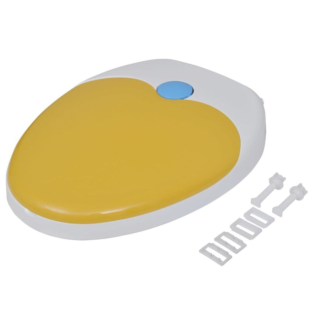 White & Yellow Soft Close Toilet Seat for Adults/Children