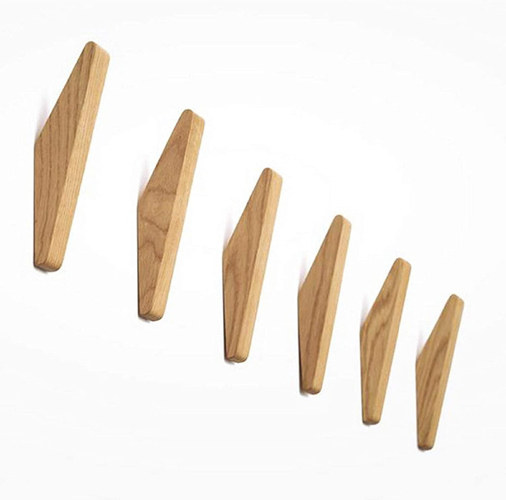 Wooden Wall Hooks Set Nordhaak – 6 Minimalistic Coat Hooks made of Solid Wood