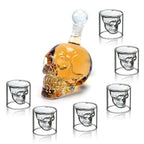Skull Carafe Decanter & 6 Shot Glasses