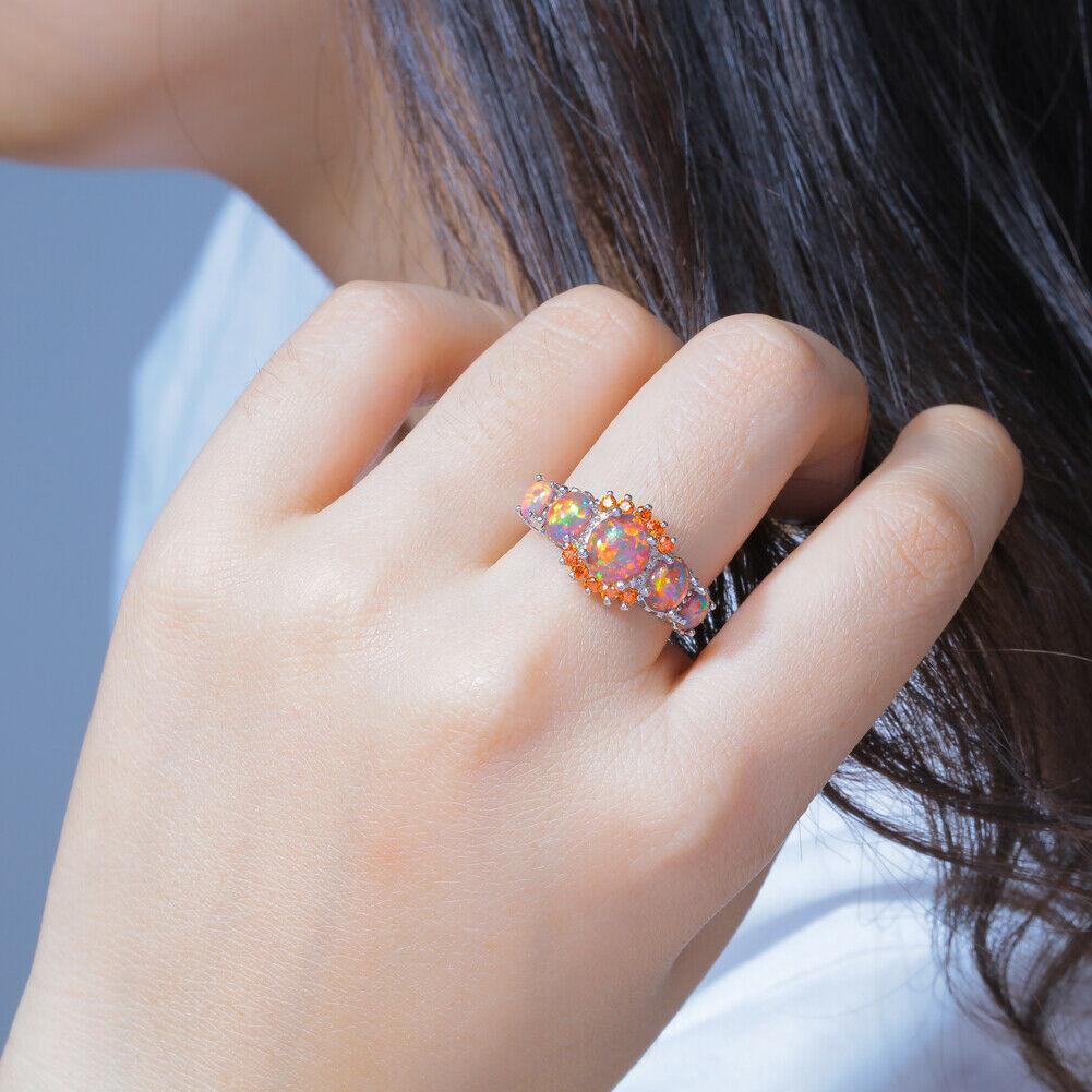 Fire Opal Garnet Ring