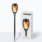 Solar-powered garden torch with flame effect - LED flashlight for outdoor use, weatherproof and energy-saving